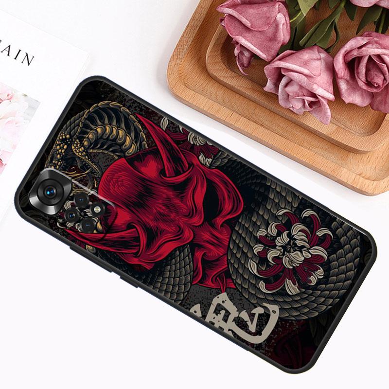 Samurai Oni Mask Case For Xiaomi Redmi Note 13 Pro 14 12 11 9 10 9S 10S 11S 12S Redmi 12C 13C 14C 10C Cover