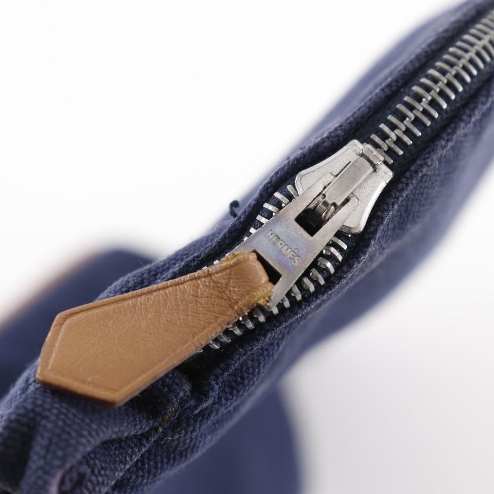 HERMES Bolide pouch 25 Pouch Navy blue Cotton canvas unisex Used