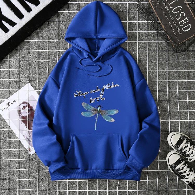 European and American Women Sweatshirt Printed Hooded Loose Sweater Long Sleeve New S