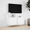 White Wall Mounted TV Cabinet with LED Lighting 80 x 31 x 35 cm