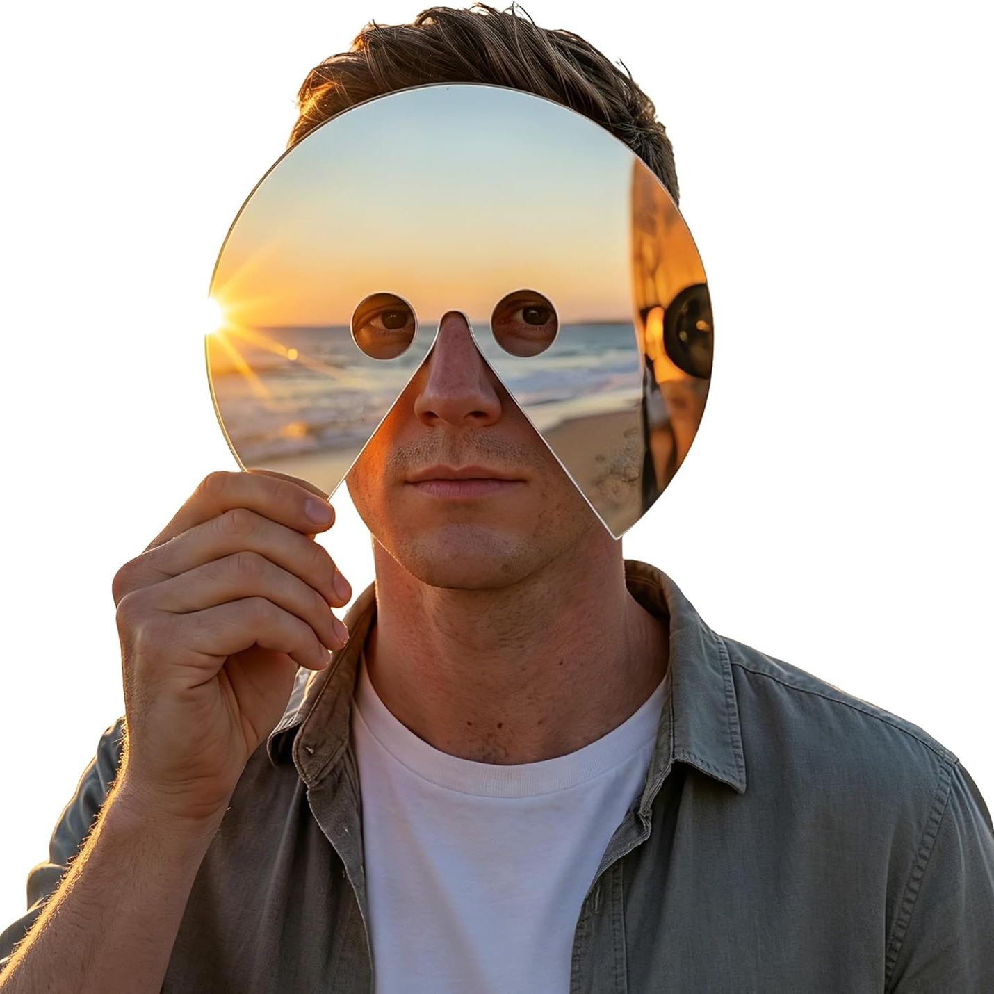 

Mirror Mask with Illusion Effect, Reflective Prank Prop for Social Media Content & Creative Photography, Lightweight Face Mask
