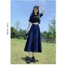 2024 Spring/Summer Women's High Waist Denim Midi Skirt - Slimming Casual Mid-Length In Dark Blue