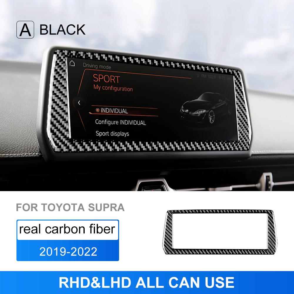 Real Soft Carbon Fiber For Toyota Supra GR A90 A91 MK5 - RHD LHD Navigation Screen Panel Cover Sticker Auto Accessories