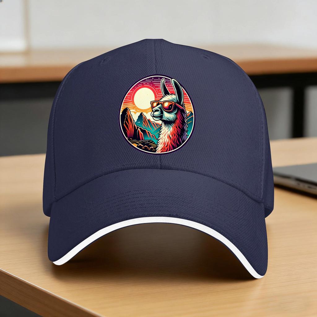 Alpaca At Machu Picchu In Peru Sun Baseball Cap Summer Unisex Adult Custom DIY Trucker Hat Sunscreen Casual Hiking Snapback Cap