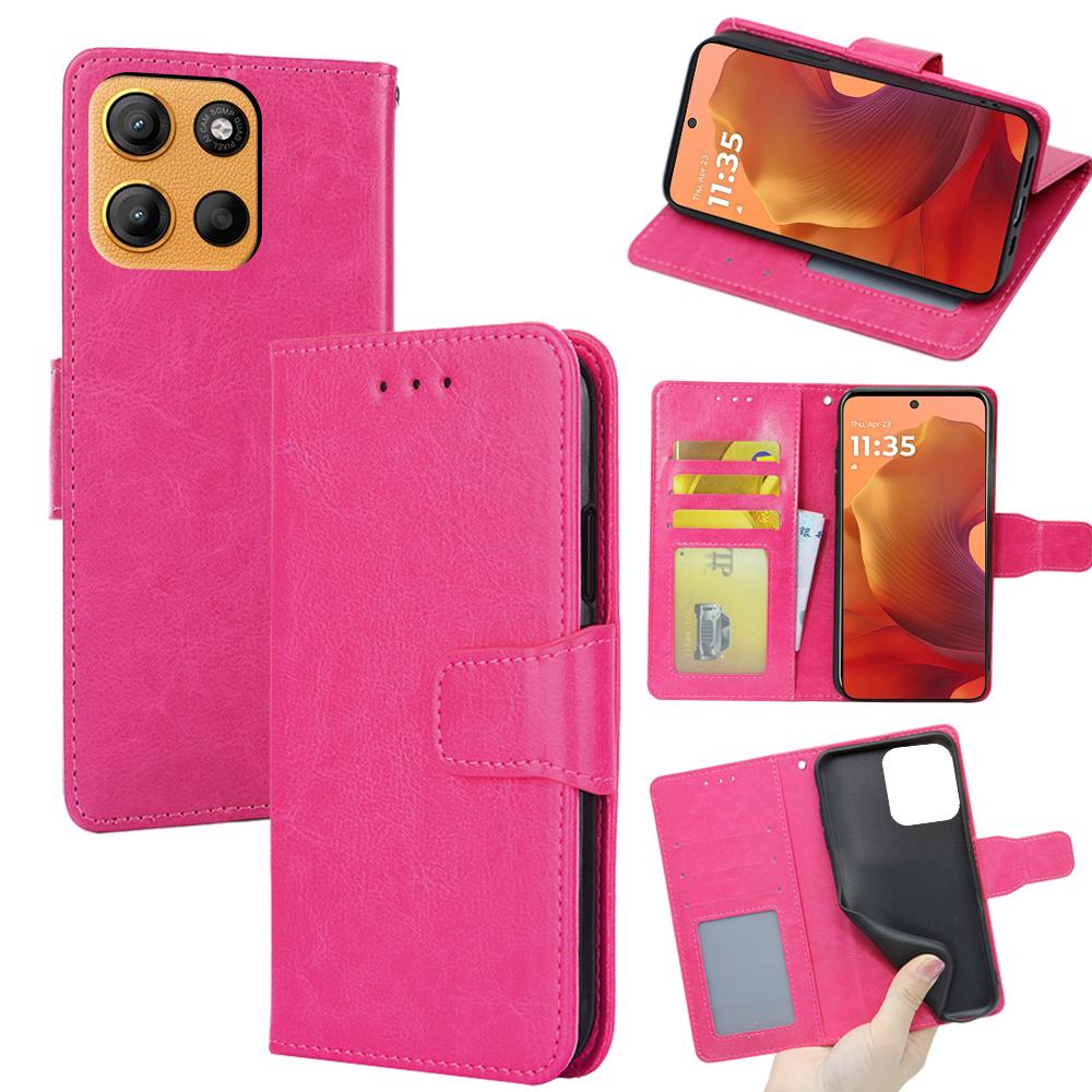 For Motorola Moto G15 Power 4G/G15 4G Case Wallet PU Leather+TPU Folding Stand Phone Cover