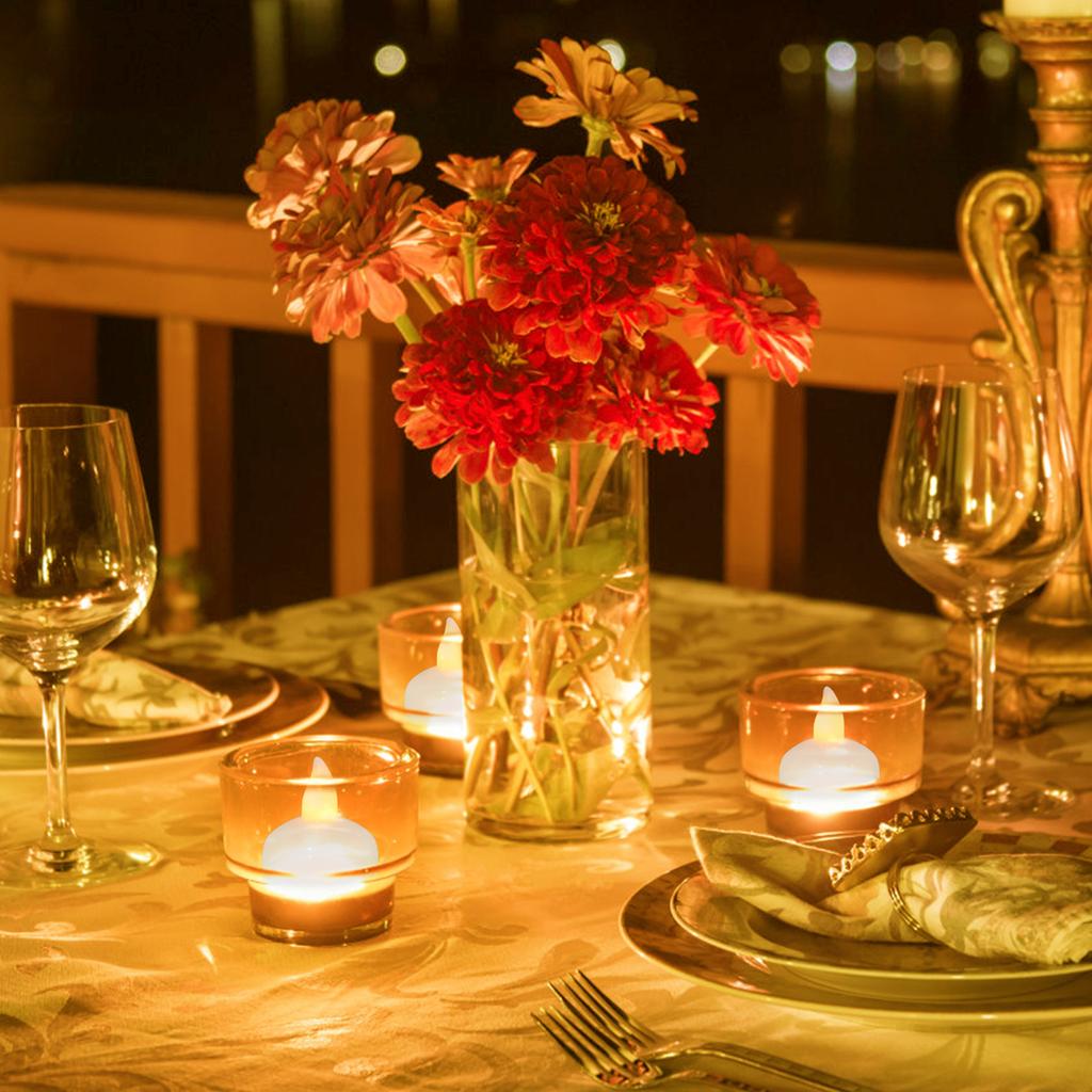 24/12Pc LED Candle Light Flameless Float Tealight Mini Electronic Candles Wedding Valentine Confession Props Decor Candle Light