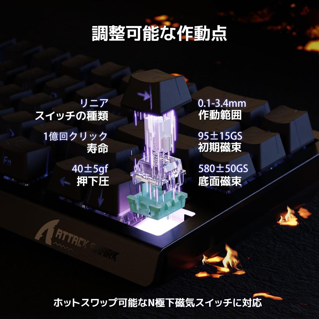 ATTACK SHARK X68HE Rapid Trigger Gaming Keyboard with 8000Hz Polling Rate RGB Wired USB Magnetic Double PBT Adjustable Dead (RT0.01mm), Lights,