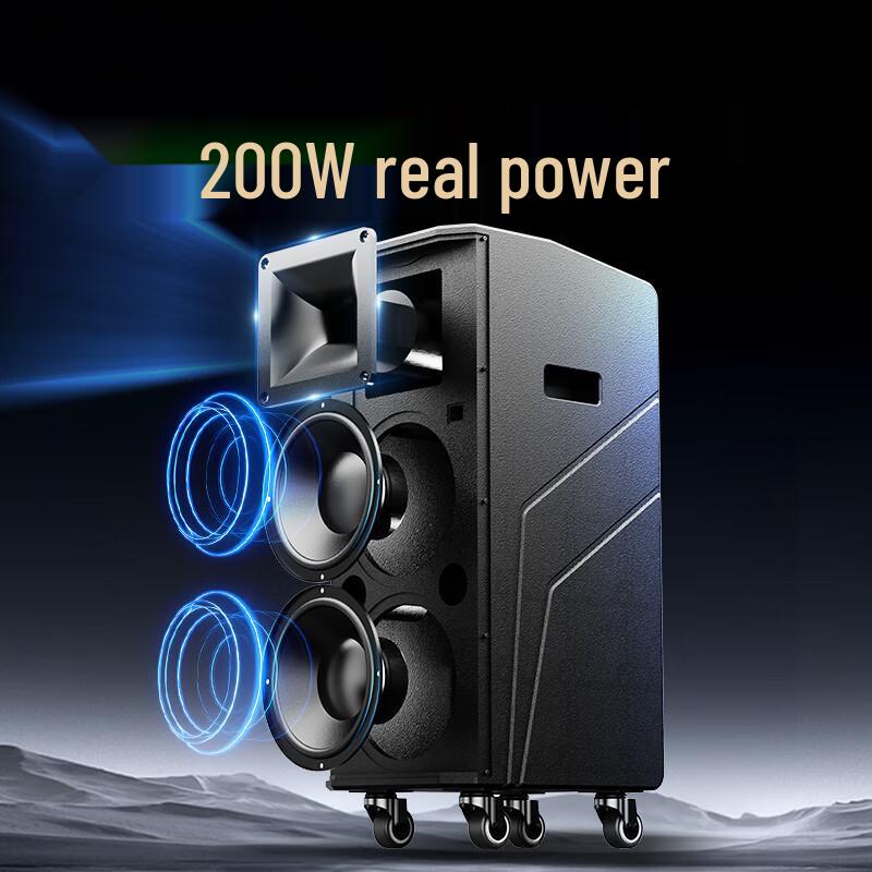 HiVi Portable Outdoor Bluetooth PA Speaker with Dual Wireless Microphones CN Plug (adapter Included)