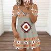 Ladies Thin Strap Plus Size Dress Vintage Floral Pattern Loose Beach Vacation Dress