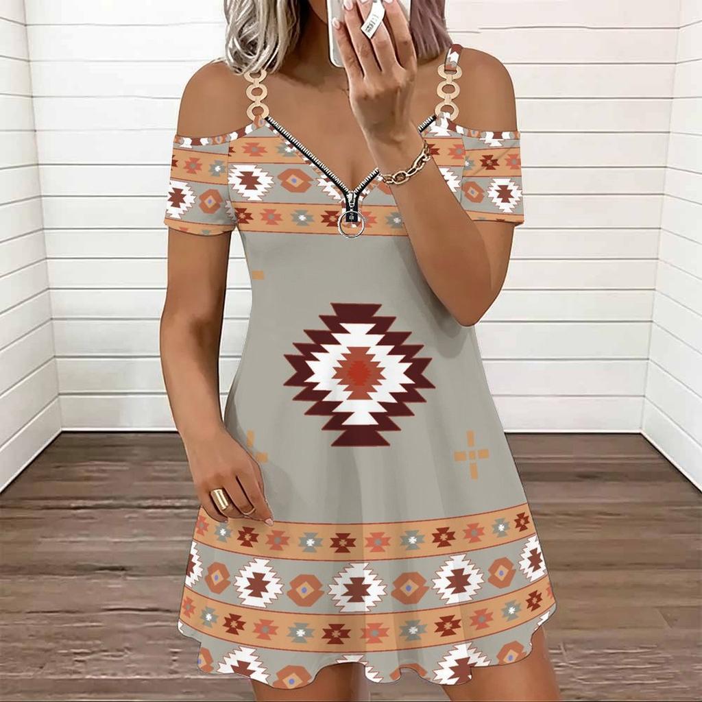 Ladies Thin Strap Plus Size Dress Vintage Floral Pattern Loose Beach Vacation Dress