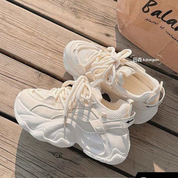 Dad Shoes Women's 2025 Spring and Summer New Popular Mesh Shoes Women's Breathable Mesh Shoes Platform White Shoes Sneakers