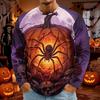 Men's Halloween Printed Neck Long Sleeve Shirt