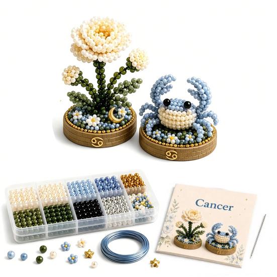 12 Zodiac Signs Bead Craft Kit DIY Beaded Garden Kit 3D Beaded Astrology