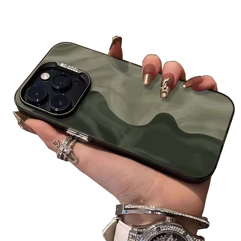 Simple Green Frosted Pattern Phone Case For Samsung Galaxy S25 Ultra S24 S23 S22 S21 Plus S20 FE A55 A54 Shockproof Back Cover