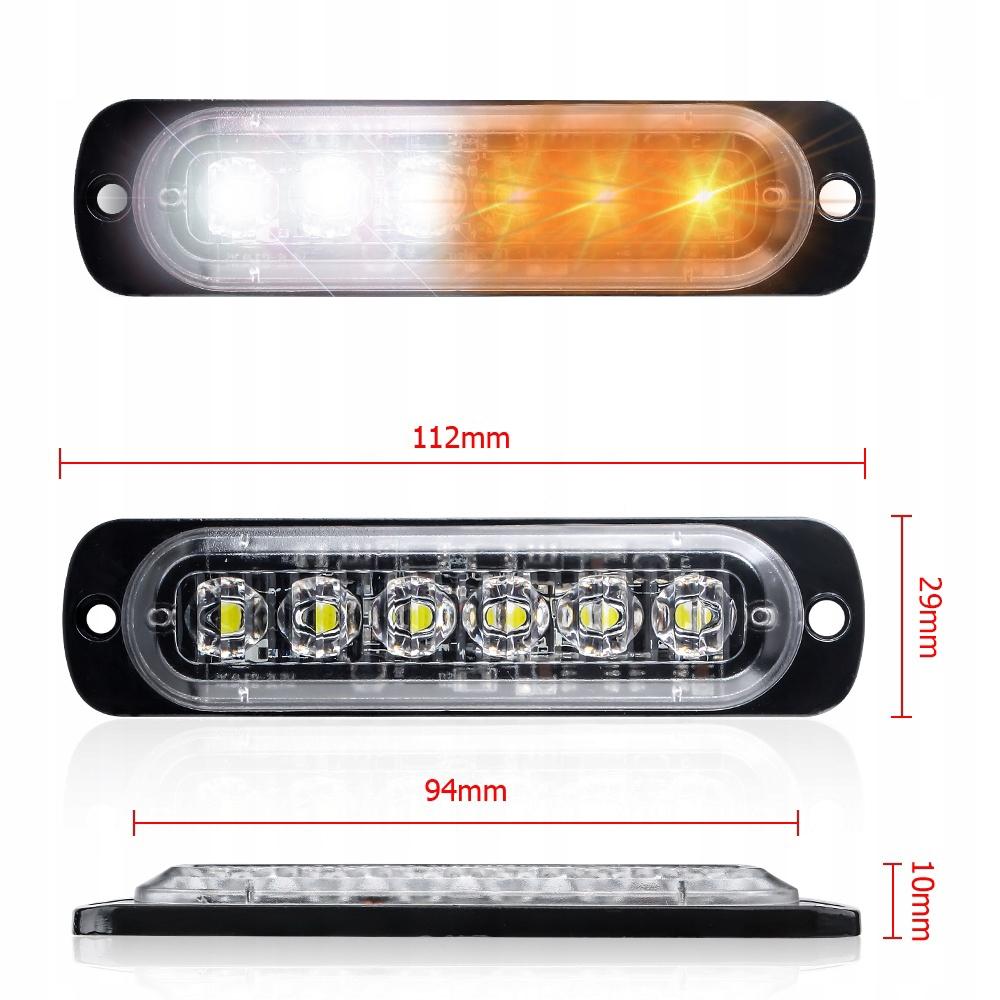 4X Lampada di Avvertimento Lampeggiante Arancione Bianco a LED 18 Programmi Marker