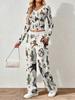 Spring and Autumn Ladies V-Neck Long Sleeve Pants Set Comfortable Casual Versatile Slim Two-piece Set