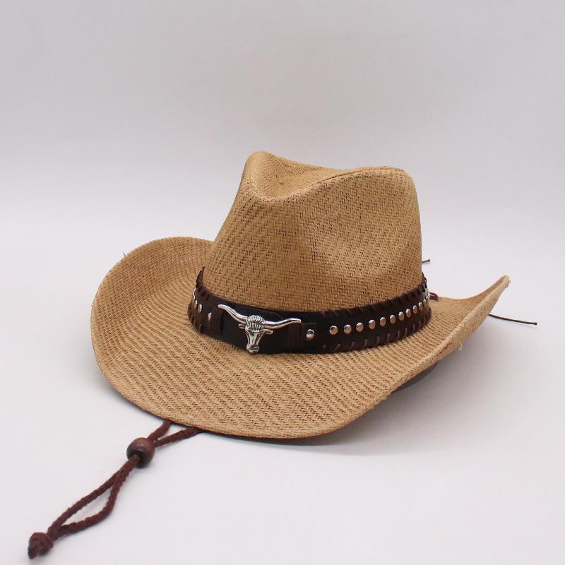 Hard Top Spray Paint Western Cowboy Hat Men And Women Spring And Summer Beach Travel Vacation Hat Sunshade Hard Straw Hat Top Hat