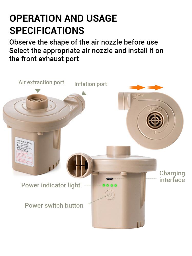 Mini Inflatable Pump Electric Air Cushion Camping Pump Portable Rapid Filling Mattress Swimming Pool Air Filling Blower Injector