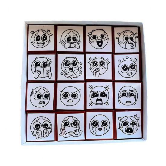 

16Pcs Cute Mood Expression Wooden Stamps Set Small Emotion Theme Stamps for Journaling Scrapbooking Card Making DIY Crafts A