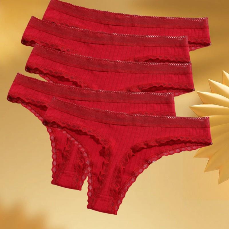 5PCS/Set Solid Color G-Strings Women Cotton Panties Sexy Lingerie Sports Striped Panty Low RiseThin Style Breathable Underpants