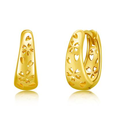 StoryMidir Cherry Blossom Flower Hoop Yellow Gold Japanese 925 Hypoallergenic To Catchless Sakura Watermark Ring Gifts for White Anniversaries