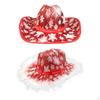 Cowboy Hat Snowflake Pattern Wide Brim Cowgirl for Christmas Halloween Party Fancy Dress Women