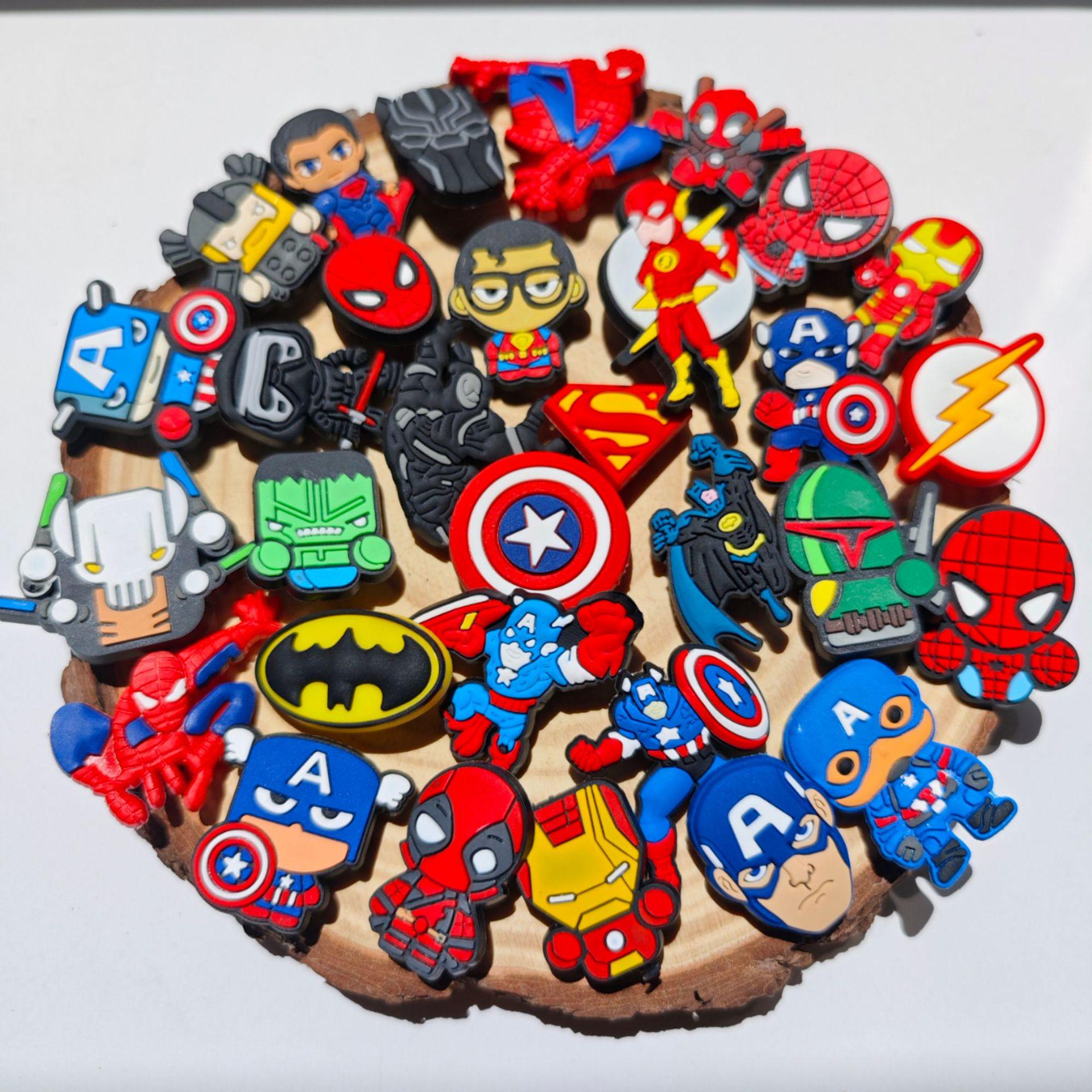 Superhero Shoe Charms: Superman & Spider-Man Marvel Clogs DIY PVC Accessories