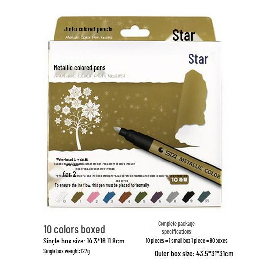 STA 8151 Colored Metal Paint Marker for DIY and Black Cardstock Art.