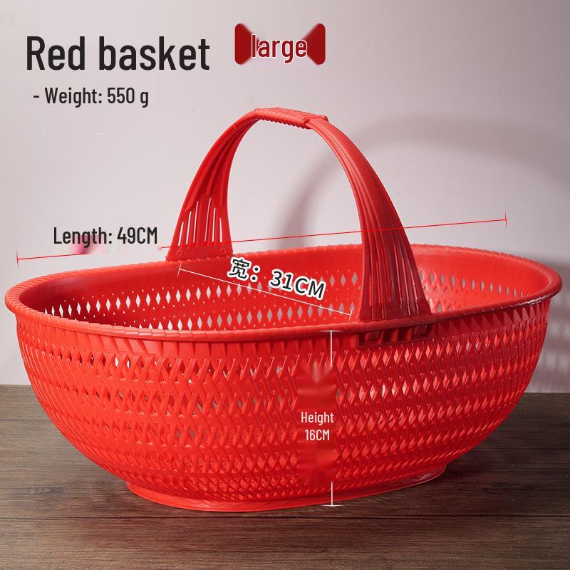 Imitation Bamboo Handheld Fruit & Veggie Basket for Outdoor Use
