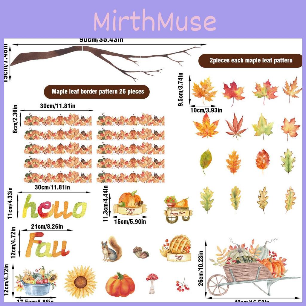 Watercolor Maple Leaf Party Wall Stickers Set For Fall Thanksgiving Decor Home