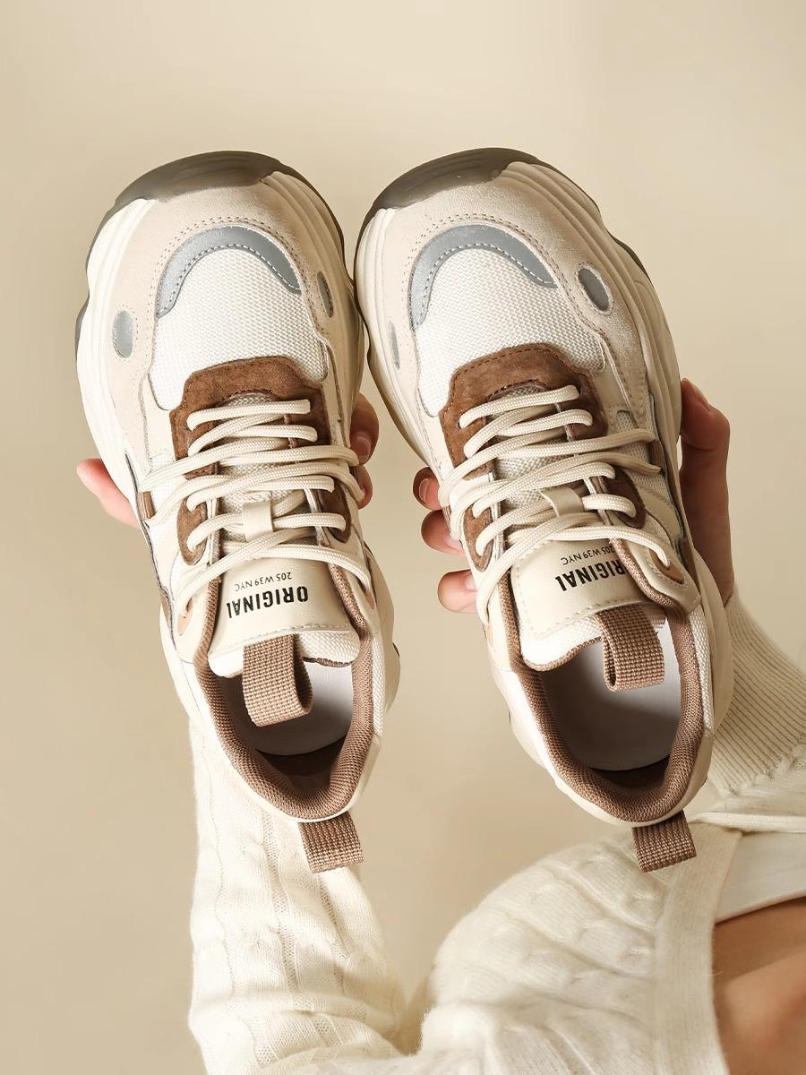 

2024 женская обувь шоу маленькая и универсальная спортивная и повседневная обувь женская обувь на платформе папины обувь детская 35 бежевый