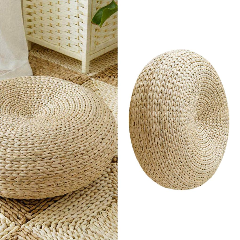 Natural Straw Round Pouf Handmade Woven Tatami Cushion Floor Japanese Style Cushion Home Textile Tea Ceremony Home Ground Mat