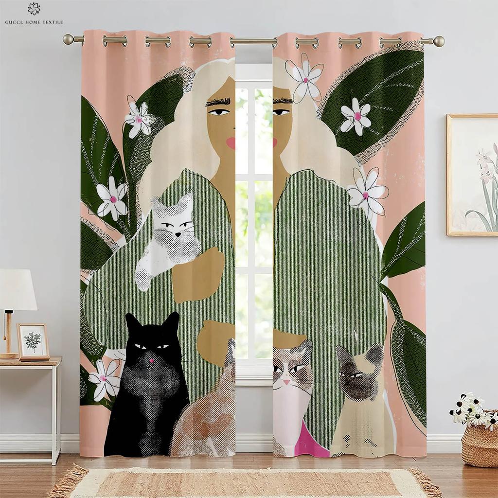 Classical Oil Painting 3d Printing Curtain Bedroom Studio Dormitory Study Room Decorative Curtain Can Be Customized 2 Pieces