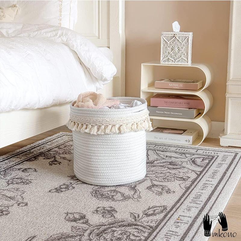 Cotton Rope Storage Basket With Handles For Home Organization And Laundry