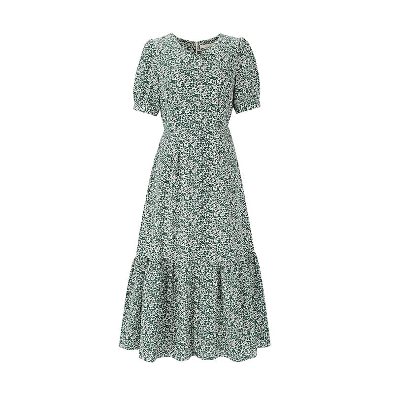 VISITINNEWYORK V-Neck Puff Sleeve Tiered Short Sleeve Dress (Vz5Op39)