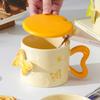 Geprägter Schmetterling Hochwertiges Büro-Souvenir Keramiktasse mit Deckel Becher Paar Wassertasse
