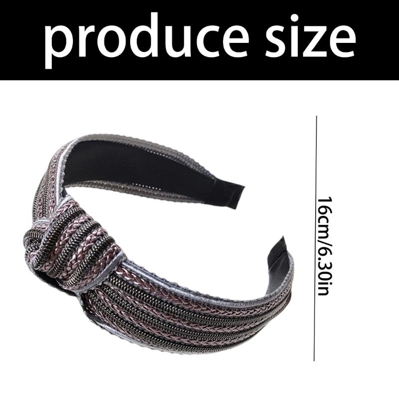 Natürliches Stroh Gewebtes Haarband Breites Design Knoten Verzierungen Bequemes Slip Kopfstück Für Tägliches Styling