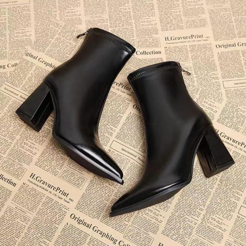 Pointed Toe Women Ankle Boots 2026 New Autumn Elegant Outdoor High Heels Shoes Women Fashion Zippers Designer Short Boots Ladies