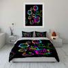 Colorful Neon Smiley Faces Pattern Bedding Duvet Cover Set  (1*Duvet Cover 2*Pillowcases, without duvet insert)