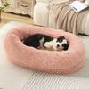 Plush Pet Bed Dogs Cats Winter Warm Soft Removable Washable Oval Kennel Mat Indoor Comfort Nest