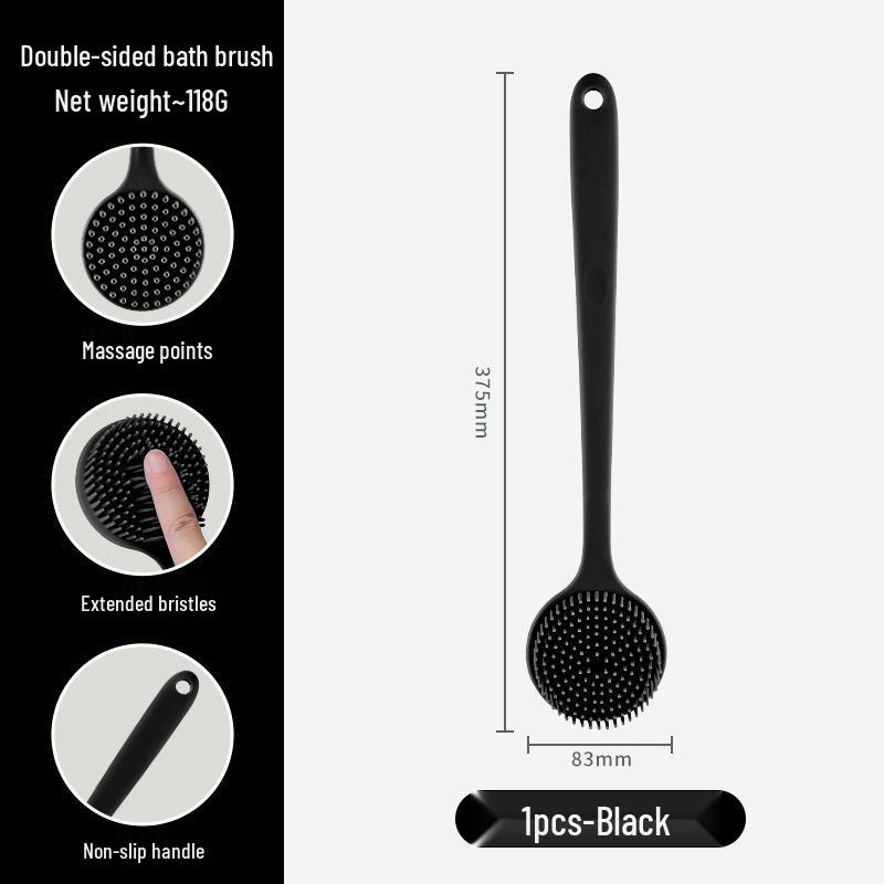 Portable Non-Slip Long Handle Silicone Bath Brush & Back Scrubber
