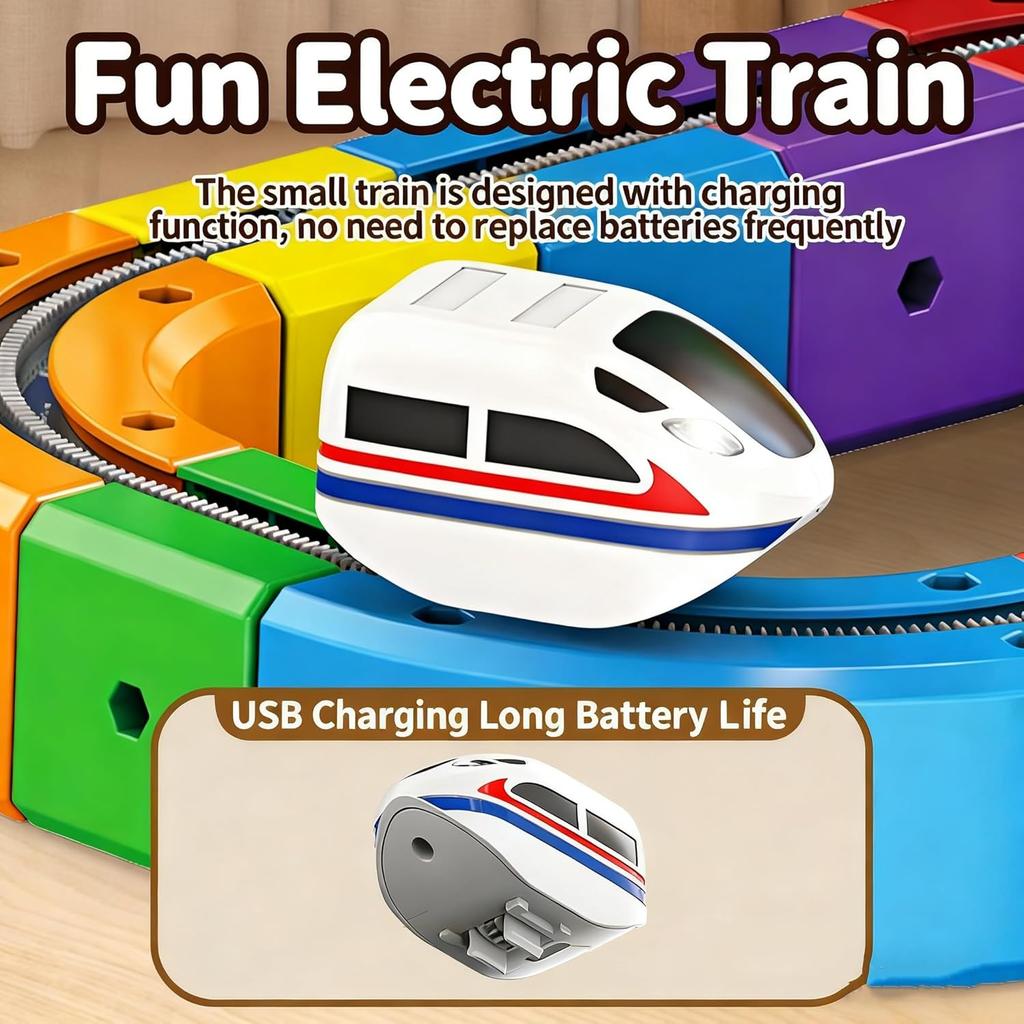 New Track Electric Train Set DIY STEM Building Blocks Cube Toy Flexible Anti Gravity Car Race Tracks Birthday Gift