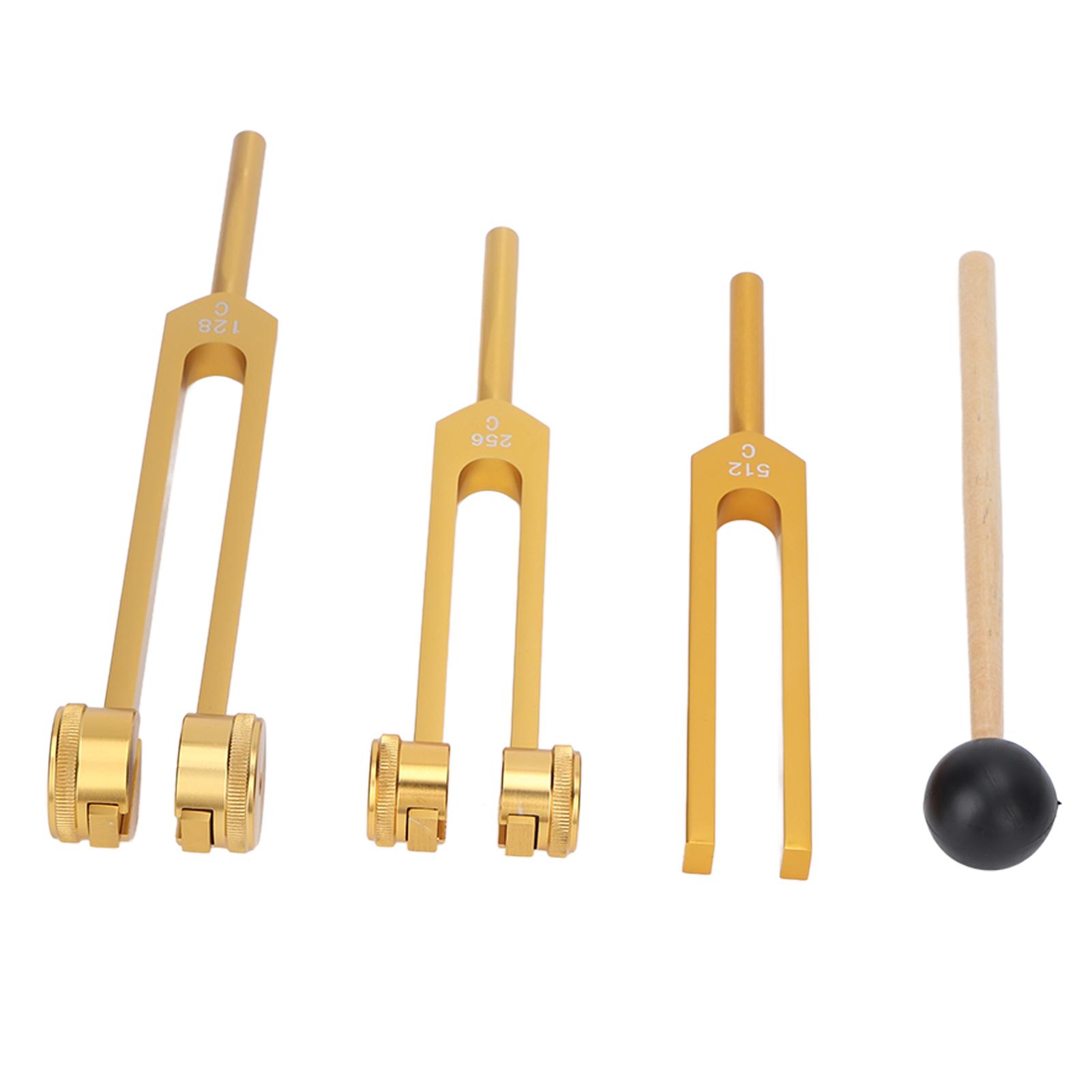 

Набор из 3 камертонов из алюминиевого сплава 128 256 512 Гц, камертоны для тела с молотком для звукового исцеления золотистый