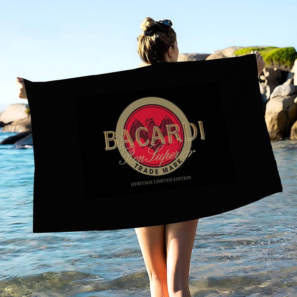 B-Bacardi Rum Vampirfledermaus Mikrofaser Decke Schnelltrocknend Strandtücher Übergröße Druck Super Saugfähig Pooltuch Decke