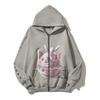Skull 3D Print Zip-Up Hoodie Men Women Casual Hip Hop Loose Fit Sweatshirt