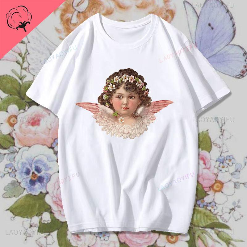 Fashion Fiorucci Baby Angel Graphic Tshirt Summer Classic Aesthetic T Shirt Unisex Unisex Kawaii Clothes Creative Couple Short Sleev Unisex
