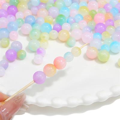 8mm/10mm Acrylic Jelly Bicolor Beads Round Spacer Loose Beads for Necklace Bracelet Earring DIY Jewelry Making Accessories