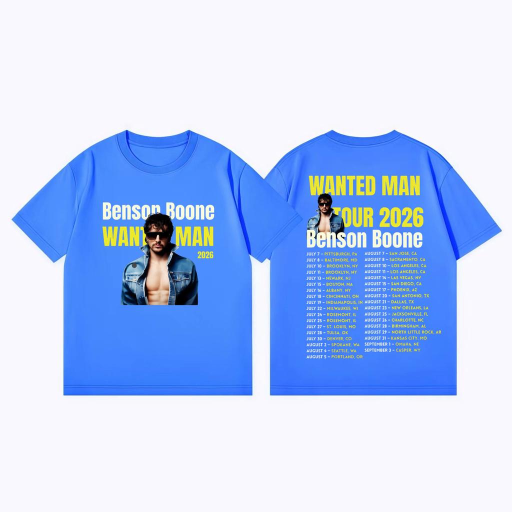 Benson Boone Wanted Unisex Tour 2026 Graphic T Shirts Unisex Women Clothing Rock Fashion Tshirts Summer Casual Loose Cotton Tshirt