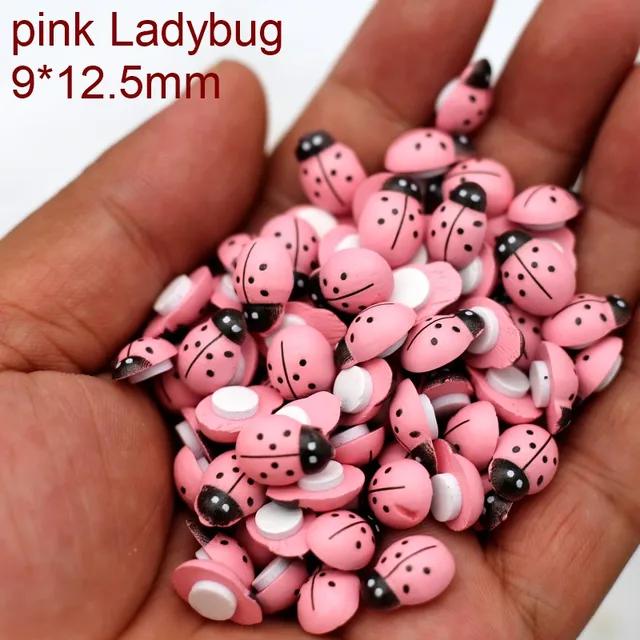 New MINI Wood Bee Ladybug Colorful with Glue Home Refrigerator Wall Decoration DIY Handmade Child Gift Party Accessories 50/100p