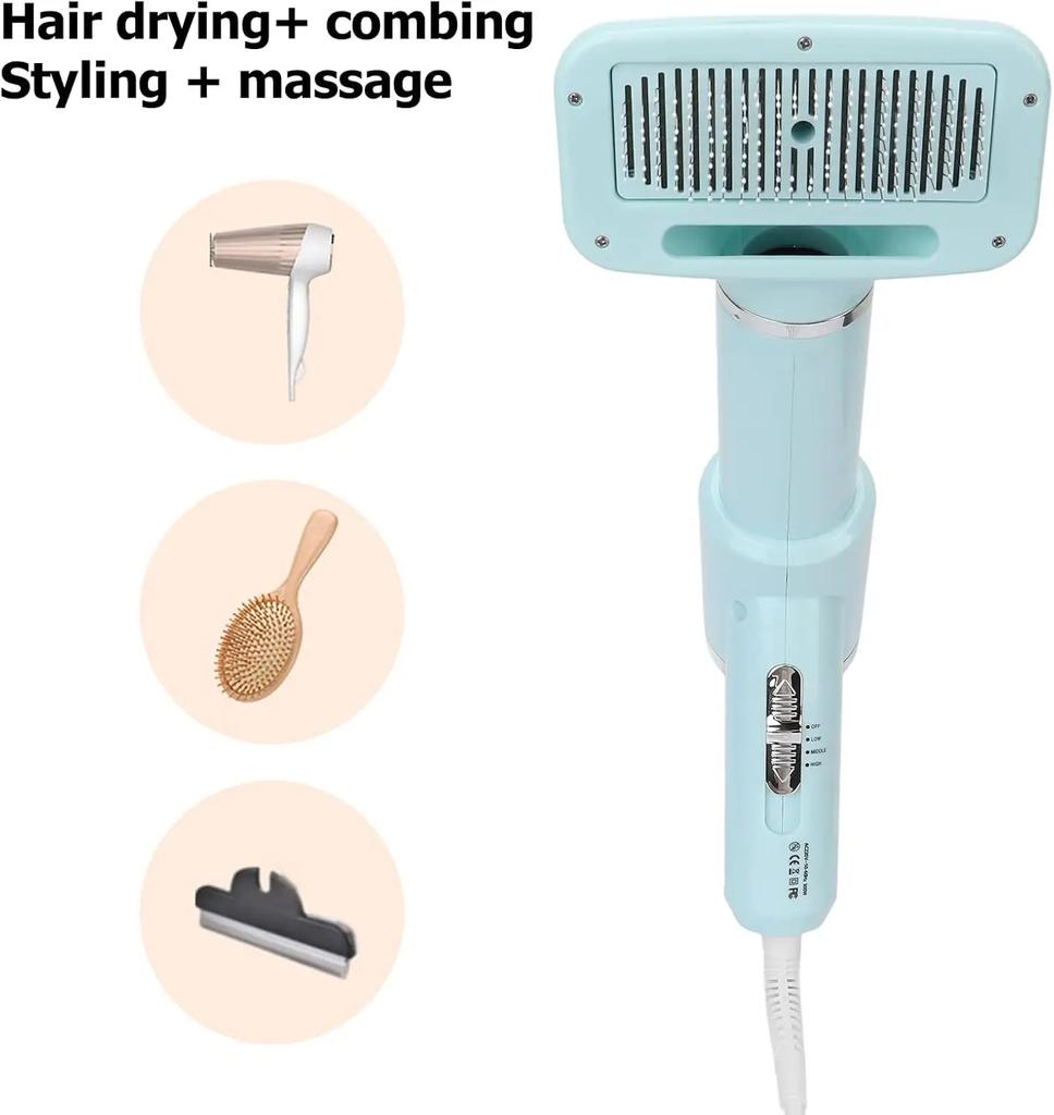 2 In 1 Pet Hair Dryer Brush 3 Gear Adjustable Temperature Dog Hair Dryer with Slicker Brush Pet Grooming Dryer for Cats Dogs